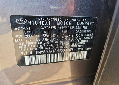 2022 Hyundai Santa Fe Limited, пошкодження: Передня частина, Copart лот 67241826, фото 12 з 14