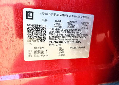 2020 Chevrolet Equinox Lt, uszkodzenie: Bok, Copart lot 68185176, zdjęcie 13 z 13