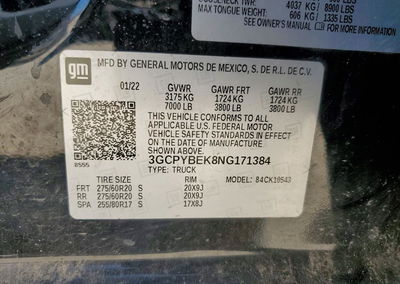 2022 Chevrolet Silverado Ltd K1500 Custom, Rear End damage, Copart lot 62784086, photo 12 of 12