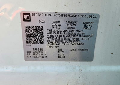 2023 Chevrolet Equinox Lt, пошкодження: Град, Copart лот 60719676, фото 13 з 13