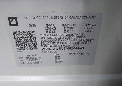 2021 Chevrolet Equinox Awd Lt, Front & Rear damage, Iaai lot 45512767, photo 9 of 20