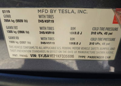2019 Tesla Model S 100d/75d/long Range/standard Range, daño Lateral derecho, Iaai lote 45444542, foto 9 de 18