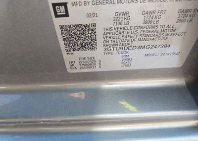 2021 Gmc Sierra 1500 4wd  Short Box Slt, daño Frontal, Iaai lote 45380444, foto 9 de 15