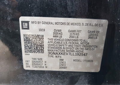 2020 Chevrolet Equinox Fwd Lt 1.5l Turbo, Front End damage, Iaai lot 45297188, photo 9 of 17