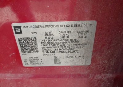 2019 Chevrolet Equinox Lt, daño Trasero izquierdo, Iaai lote 45675997, foto 9 de 17