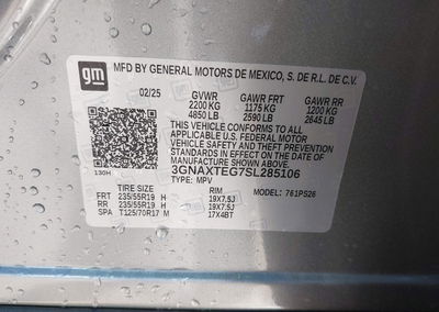 2025 Chevrolet Equinox Awd Rs, daño Lateral derecho, Iaai lote 45754763, foto 9 de 16