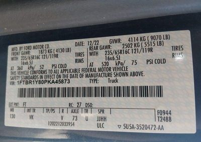2023 Ford Transit-250, uszkodzenie: Lewy przód, Iaai lot 45916415, zdjęcie 9 z 15