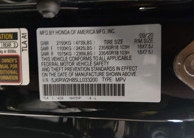 2020 Honda Cr-v Awd Ex-l, Front End damage, Iaai lot 45692063, photo 9 of 17