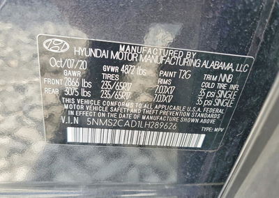 2020 Hyundai Santa Fe Se, пошкодження: Задня частина, Copart лот 66978766, фото 13 з 13
