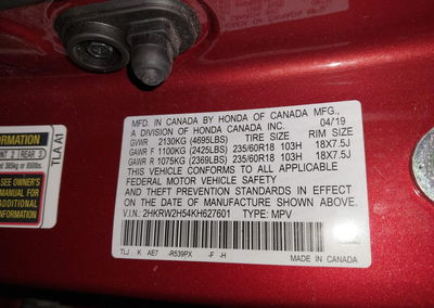 2019 Honda Cr-v Ex, daño Granizo, Iaai lote 45839831, foto 9 de 18
