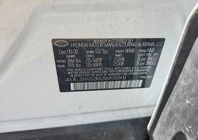 2021 Hyundai Santa Fe Sel, Front End damage, Copart lot 58288546, photo 13 of 15