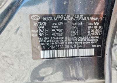 2020 Hyundai Santa Fe Sel, uszkodzenie: Bok, Copart lot 60498106, zdjęcie 13 z 15