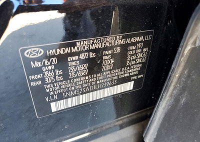 2020 Hyundai Santa Fe Se, daño Frontal, Copart lote 97675545, foto 12 de 12
