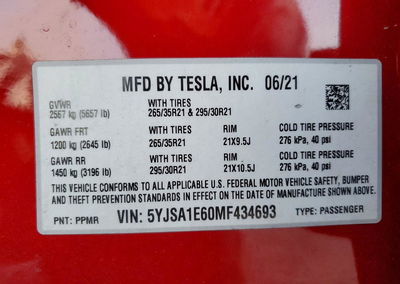 2021 Tesla Model S, daño Frontal, Copart lote 58201666, foto 13 de 15