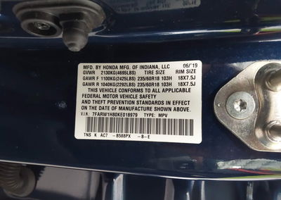 2019 Honda Cr-v Ex-l, daño Trasero, Iaai lote 45820901, foto 9 de 17
