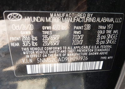 2020 Hyundai Santa Fe Se, daño Frontal derecho, Iaai lote 45848736, foto 9 de 16