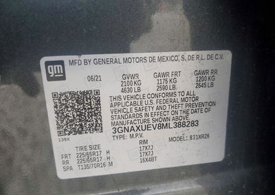 2021 Chevrolet Equinox Lt, uszkodzenie: Przód, Copart lot 53733346, zdjęcie 14 z 14