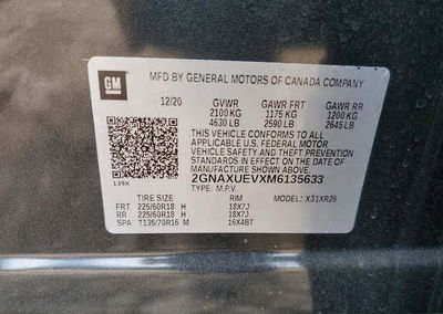 2021 Chevrolet Equinox Lt, Rear End damage, Copart lot 62837486, photo 14 of 16