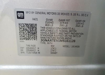 2021 Chevrolet Equinox Lt, uszkodzenie: Drobne wgniecenia/zarysowania, Copart lot 64268366, zdjęcie 13 z 13