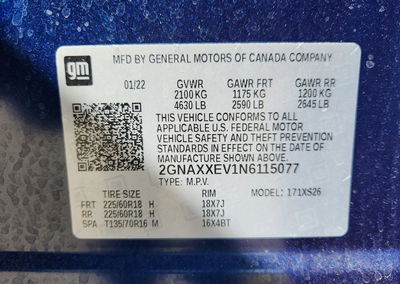 2022 Chevrolet Equinox Premier, daño Frontal, Copart lote 68049106, foto 13 de 13