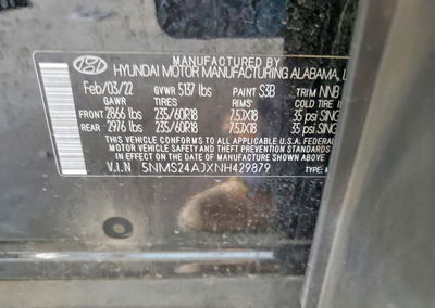 2022 Hyundai Santa Fe Sel, uszkodzenie: Przód, Copart lot 65012986, zdjęcie 14 z 14