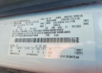 2019 Ford Transit T-250, uszkodzenie: Drobne wgniecenia/zarysowania, Copart lot 66730186, zdjęcie 13 z 13