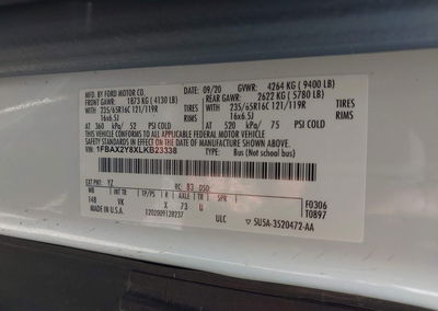 2020 Ford Transit-350 Passenger Van Xl, Normal Wear & Tear damage, Iaai lot 45701707, photo 9 of 16