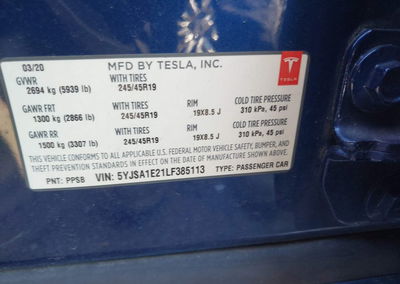 2020 Tesla Model S Long Range Dual Motor All-wheel Drive/long Range Plus Dual Motor All-wheel Drive, daño Front & Rear,