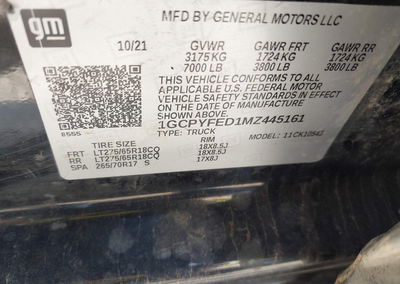 2021 Chevrolet Silverado 1500 4wd  Short Bed Lt Trail Boss, Front End damage, Iaai lot 45876695, photo 9 of 15