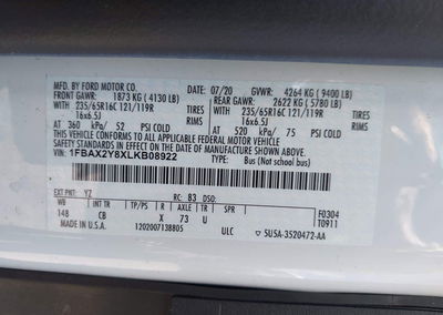 2020 Ford Transit-350 Passenger Van Xl, пошкодження: Normal Wear & Tear, Iaai лот 45957069, фото 9 з 16