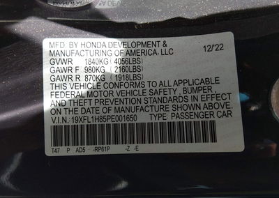 2023 Honda Civic Sport Touring, uszkodzenie: Lewy przód, Iaai lot 45397658, zdjęcie 9 z 17