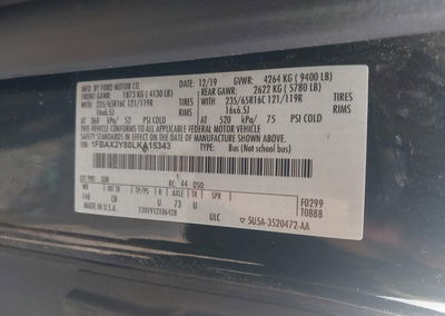 2020 Ford Transit-350 Passenger Van Xl, Rear damage, Iaai lot 45733256, photo 9 of 20