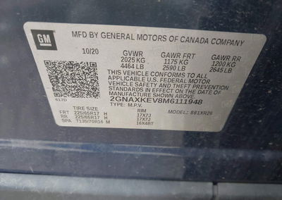 2021 Chevrolet Equinox Fwd Lt, uszkodzenie: Całe nadwozie, Iaai lot 45491684, zdjęcie 9 z 16