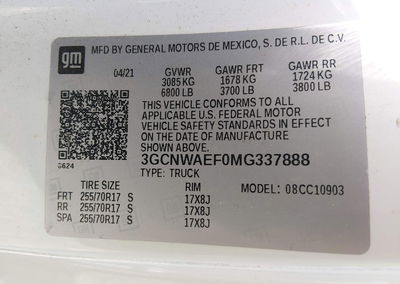 2021 Chevrolet Silverado 1500 2wd  Long Bed Wt, uszkodzenie: Przód, Iaai lot 45505595, zdjęcie 9 z 17