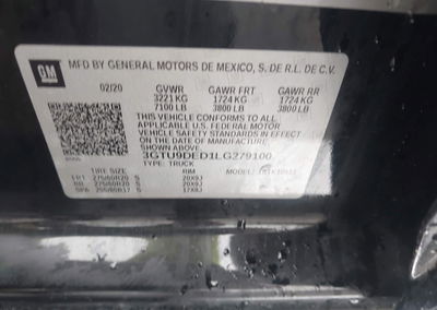 2020 Gmc Sierra 1500 4wd  Short Box Slt, uszkodzenie: Lewy przód, Iaai lot 45603440, zdjęcie 9 z 17