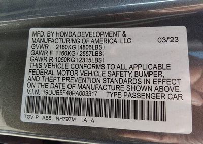 2023 Acura Tlx Technology Package, uszkodzenie: Front & Rear, Iaai lot 46006187, zdjęcie 9 z 17