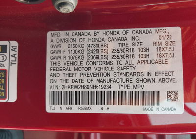 2022 Honda Cr-v Awd Ex-l, Left Rear damage, Iaai lot 45738101, photo 9 of 16
