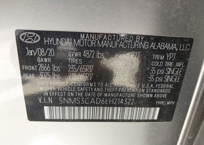 2020 Hyundai Santa Fe Sel, uszkodzenie: Przód, Iaai lot 45103396, zdjęcie 9 z 16