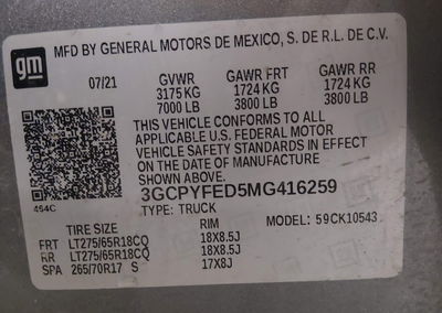 2021 Chevrolet Silverado 1500 4wd  Short Bed Lt Trail Boss, uszkodzenie: Przód, Iaai lot 44903224, zdjęcie 9 z 17