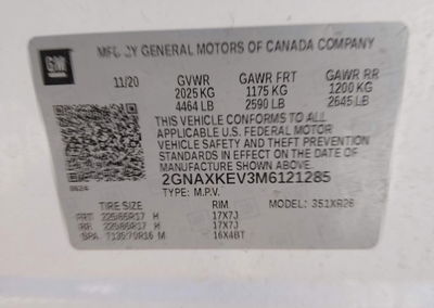 2021 Chevrolet Equinox Fwd Lt, uszkodzenie: Przód, Iaai lot 45088777, zdjęcie 9 z 20