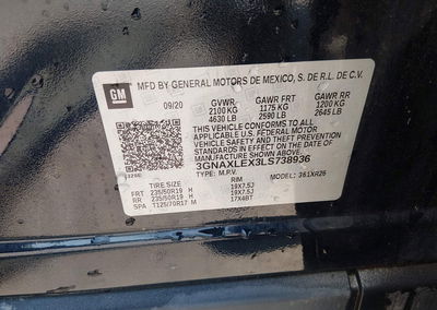 2020 Chevrolet Equinox Fwd Lt 2.0l Turbo, Rear damage, Iaai lot 45708486, photo 9 of 17
