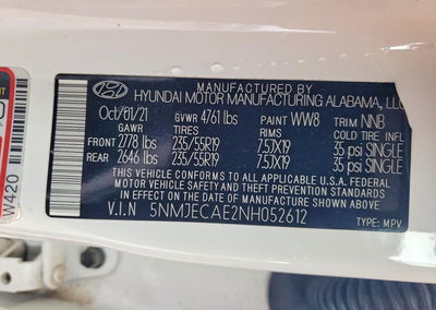 2022 Hyundai Tucson Limited, daño Lateral, Copart lote 62298266, foto 13 de 15