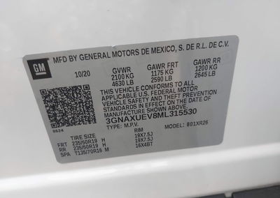2021 Chevrolet Equinox Awd Lt, uszkodzenie: Zalanie, Iaai lot 45628541, zdjęcie 9 z 11