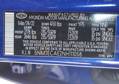 2022 Hyundai Tucson Limited, daño Frontal, Copart lote 62384446, foto 14 de 14