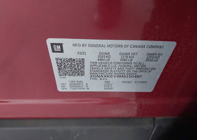 2021 Chevrolet Equinox Fwd Lt, Rear damage, Iaai lot 45864700, photo 9 of 16