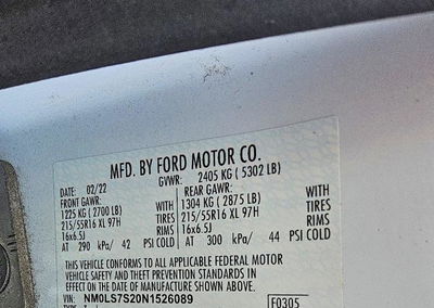 2022 Ford Transit Connect Xl, uszkodzenie: Drobne wgniecenia/zarysowania, Copart lot 61669456, zdjęcie 12 z 13