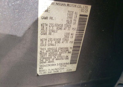 2019 Nissan Murano S, uszkodzenie: Przód, Copart lot 67934536, zdjęcie 12 z 14