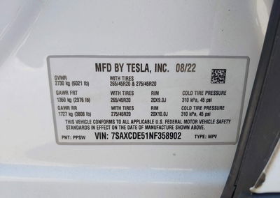 2022 Tesla Model X Dual Motor All-wheel Drive/plaid Tri Motor All-wheel Drive, uszkodzenie: Tył, Iaai lot 45337874, zdjęcie