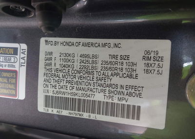 2019 Honda Cr-v Ex, Rollover damage, Iaai lot 45527863, photo 9 of 16