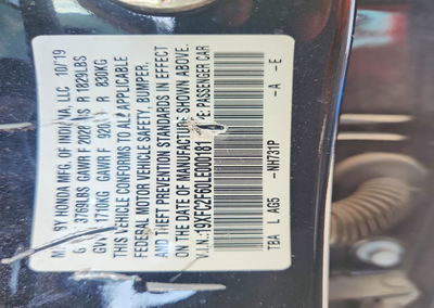 2020 Honda Civic Lx, daño Frontal, Copart lote 59898666, foto 13 de 14